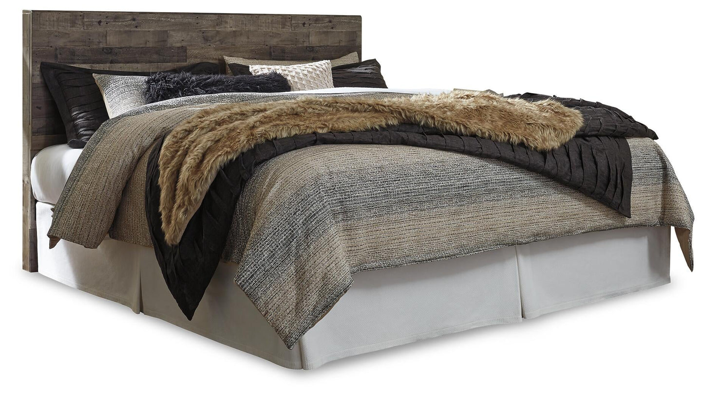 Cabecero Derekson King con tocador con espejo, cómoda y mesita de noche