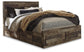 Cama Queen Derekson con 4 cajones, cómoda con espejo, cómoda y mesita de noche