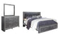 Cama King Lodanna con dos cajones y tocador con espejo