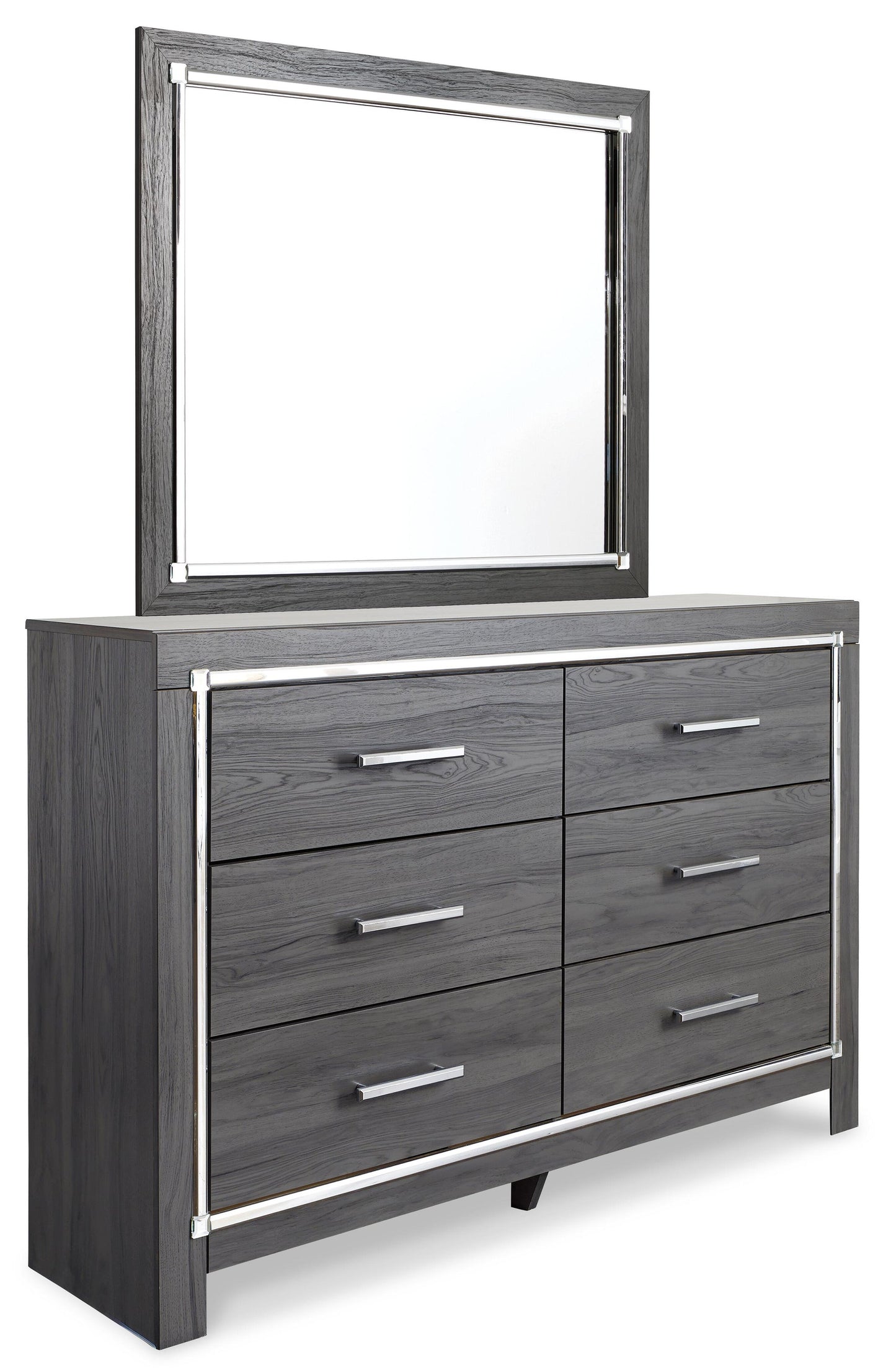 Cama King Lodanna con dos cajones y tocador con espejo