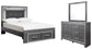 Cama Lodanna con dos cajones y tocador con espejo