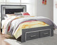 Cama Lodanna con dos cajones y tocador con espejo