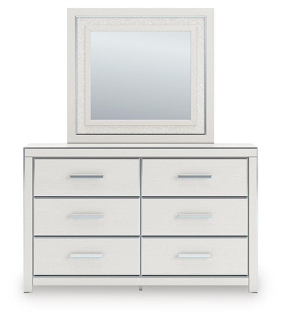 Zuraleus King Upholstered Panel Platform Bed, Dresser, Mirror, Chest and Nightstand