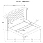 Cama King con respaldo alto tapizada Melody, color azul Pacífico