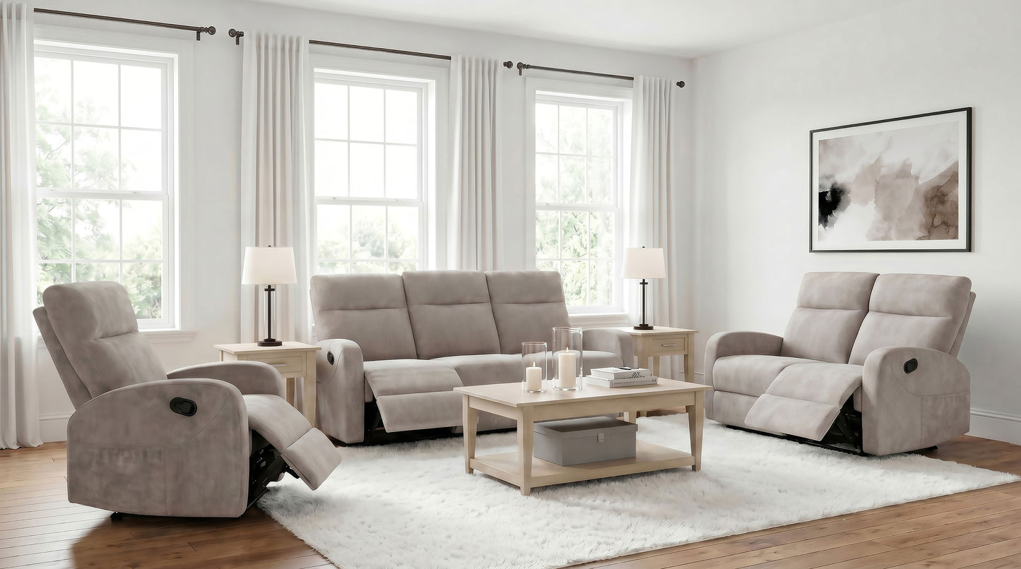 Hamilton Chenille Upholstered Manual Recliner Sand