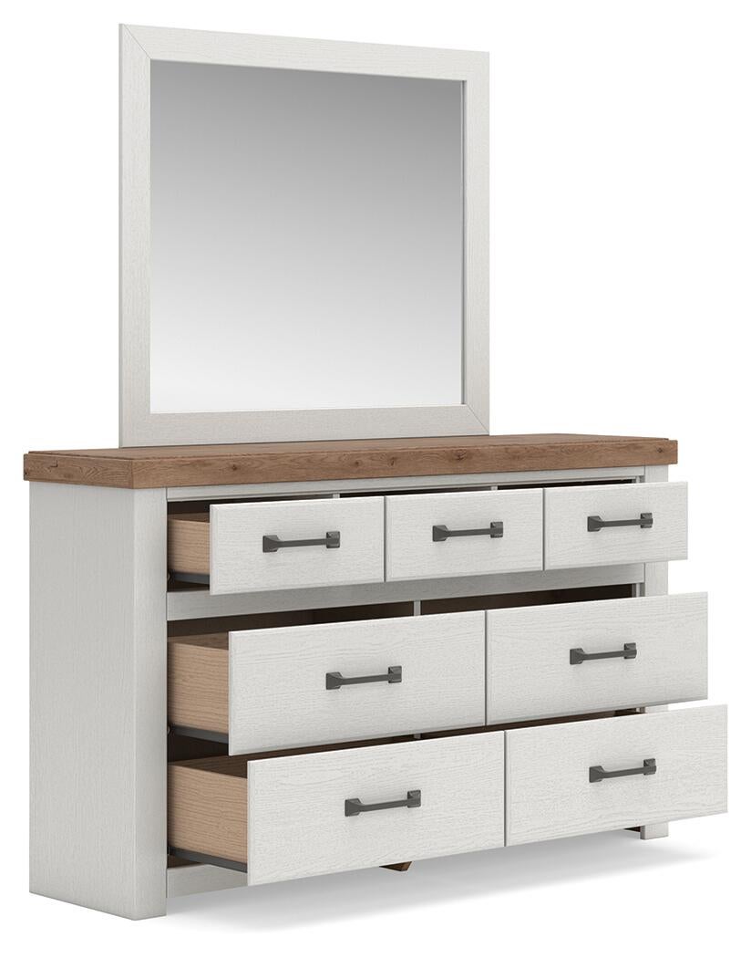 Savonport Queen Panel Bed with Storage, Dresser and Mirror