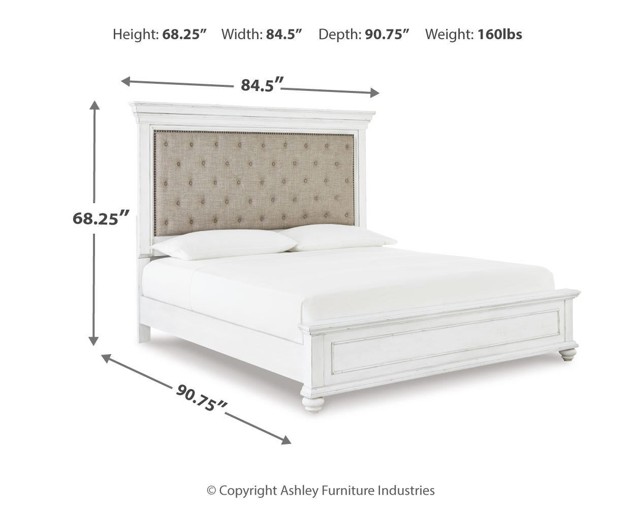 Cama Kanwyn Queen con paneles y tocador con espejo