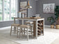 Mesa de comedor Skempton de altura de mostrador y 4 taburetes