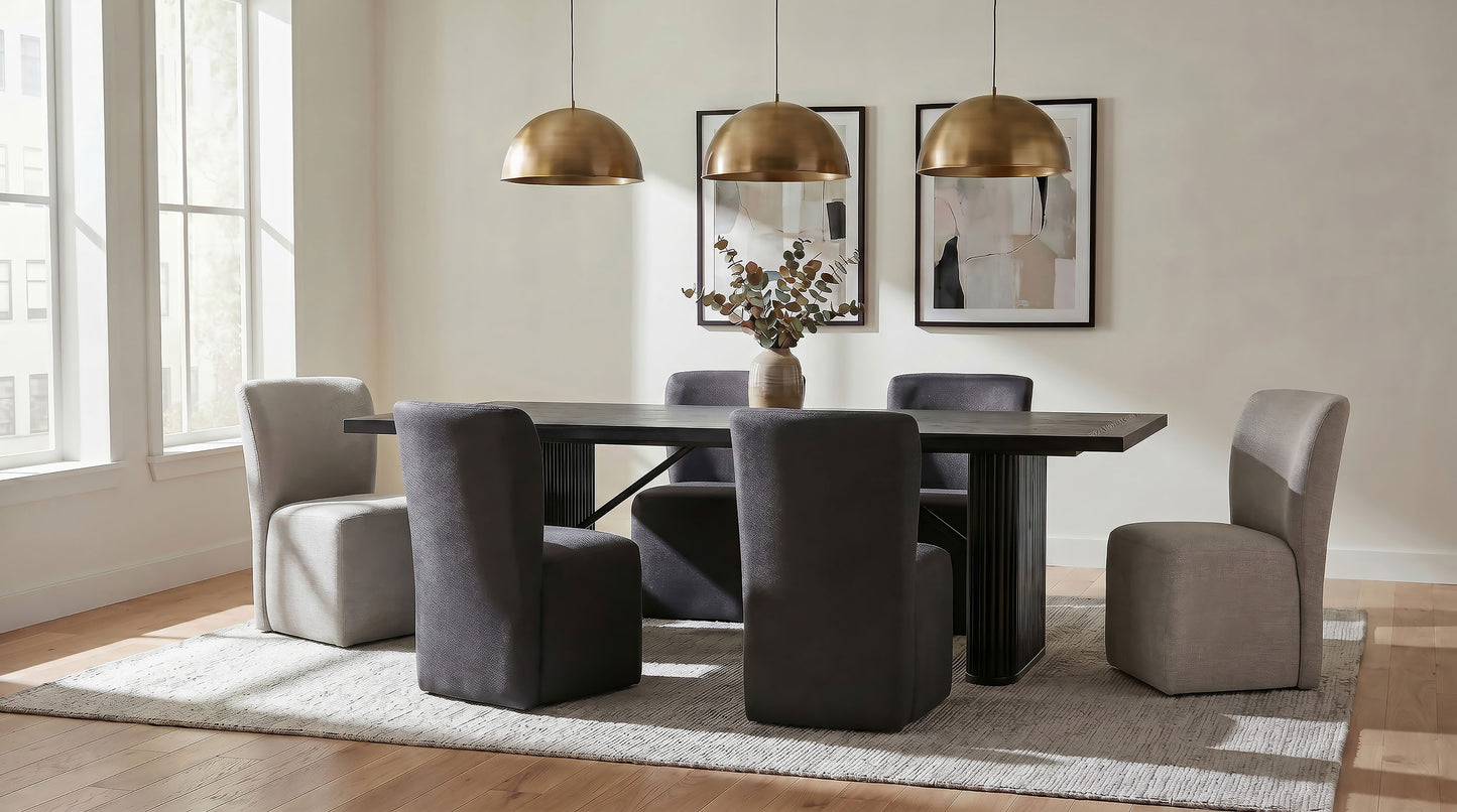 Mesa de comedor rectangular de madera Catherine de 84 pulgadas, color negro