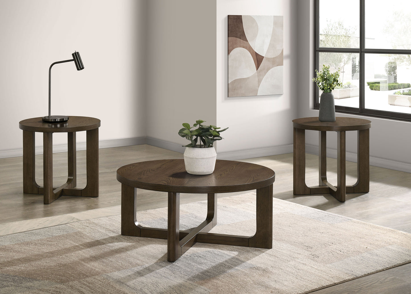 Kessler Round Sculptural Wood End Table Brown