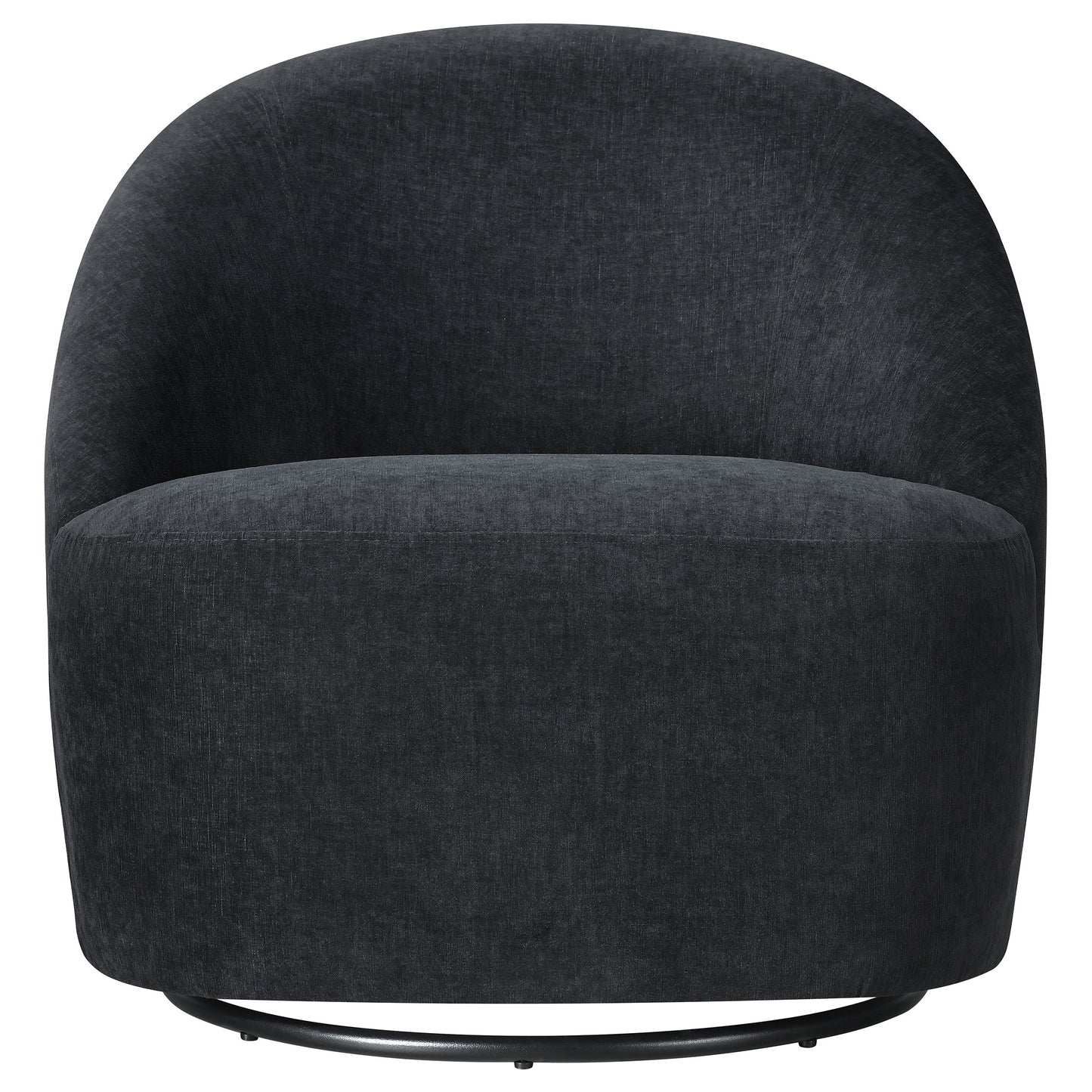 Leon Chenille Upholstered Swivel Accent Chair Black