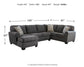 Seccional Ambee de 3 piezas con chaise longue