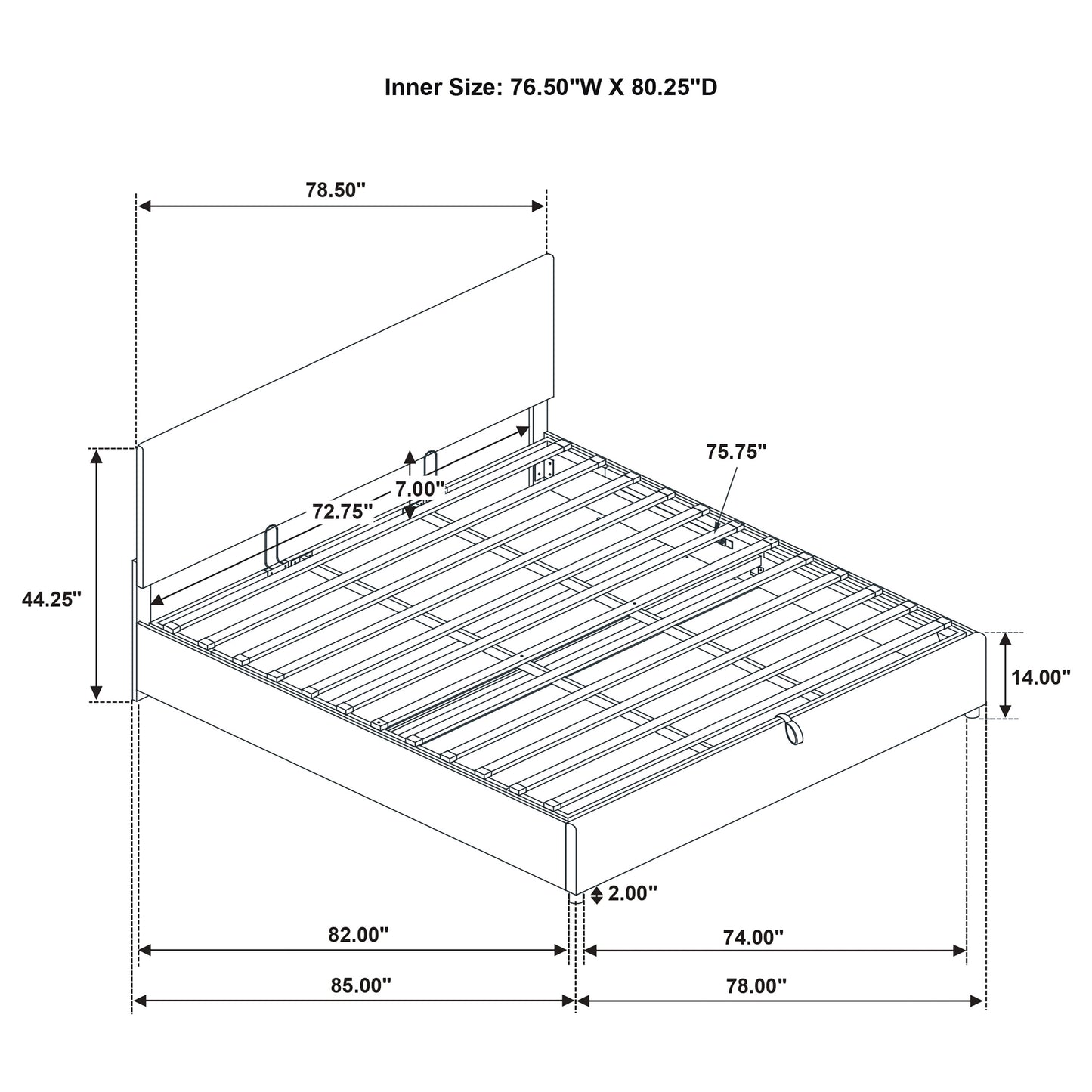 Reeves Upholstered Eastern King Lift-Top Storage Platform Bed Grey