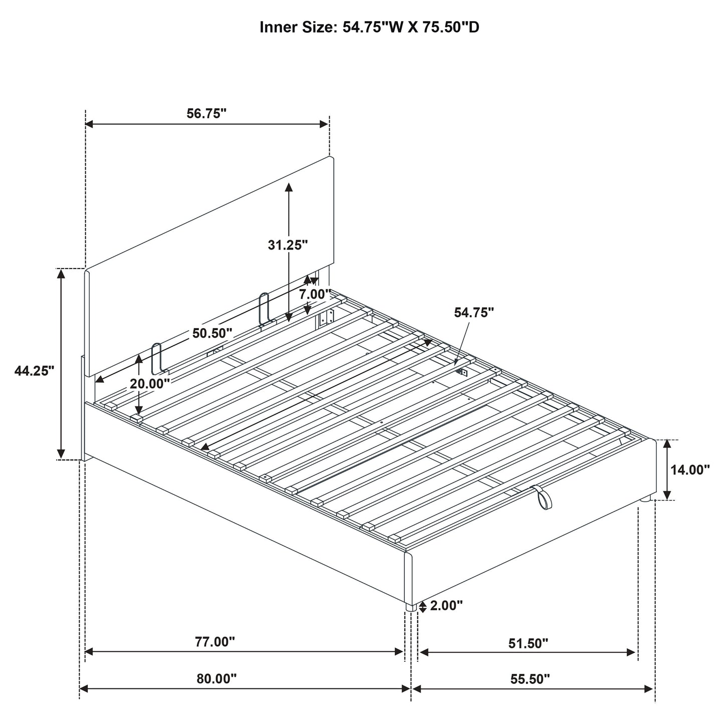 Reeves Upholstered Full Lift-Top Storage Platform Bed Grey