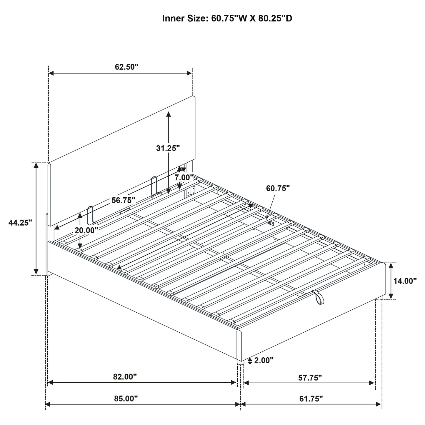 Reeves Upholstered Queen Lift-Top Storage Platform Bed Tan