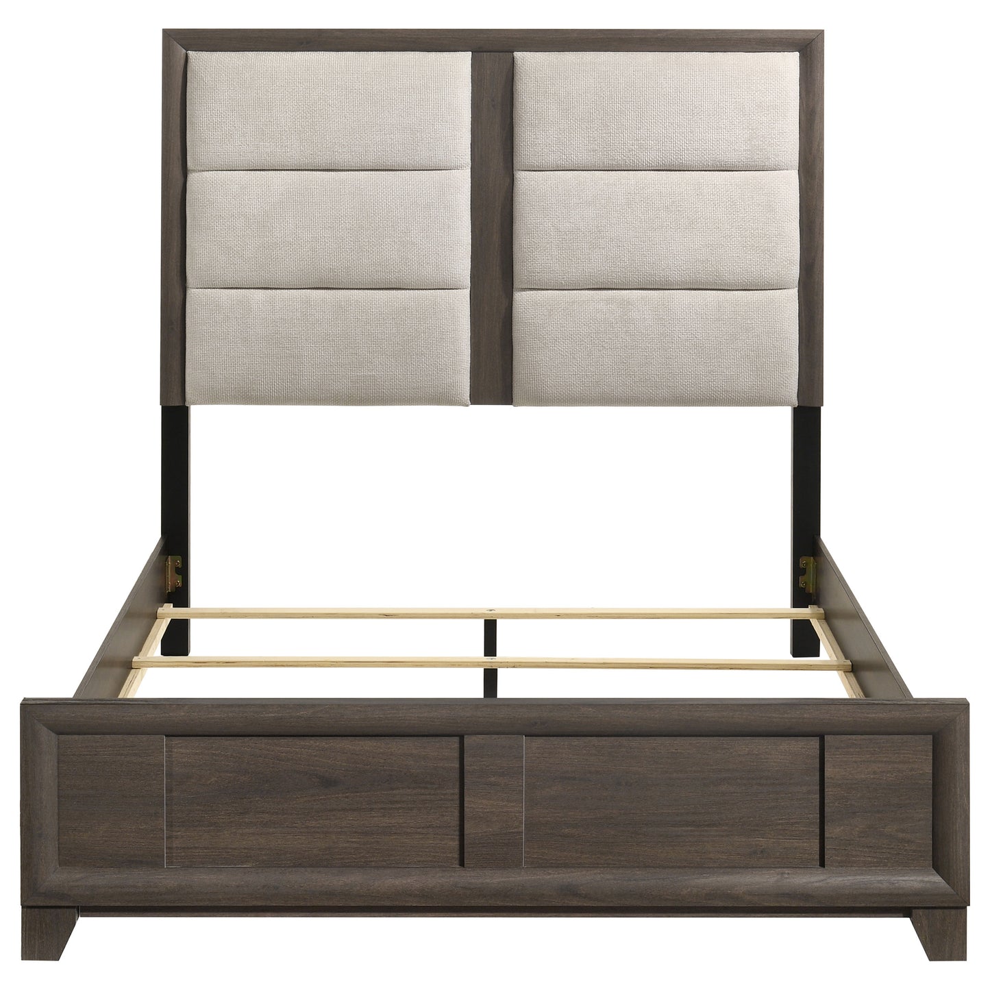 Farre Queen Upholstered Platform Panel Bed Dark Brown