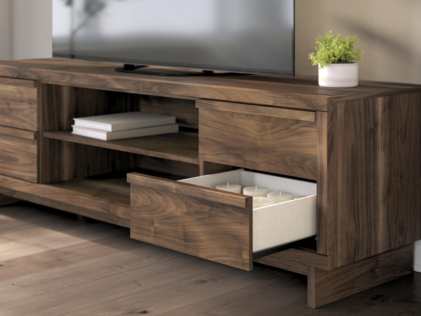 Mueble de TV Zadilyn XL con opción de chimenea