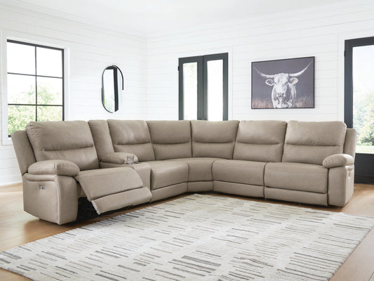 Seccional reclinable Narwhal Place de 6 piezas con consola de almacenamiento