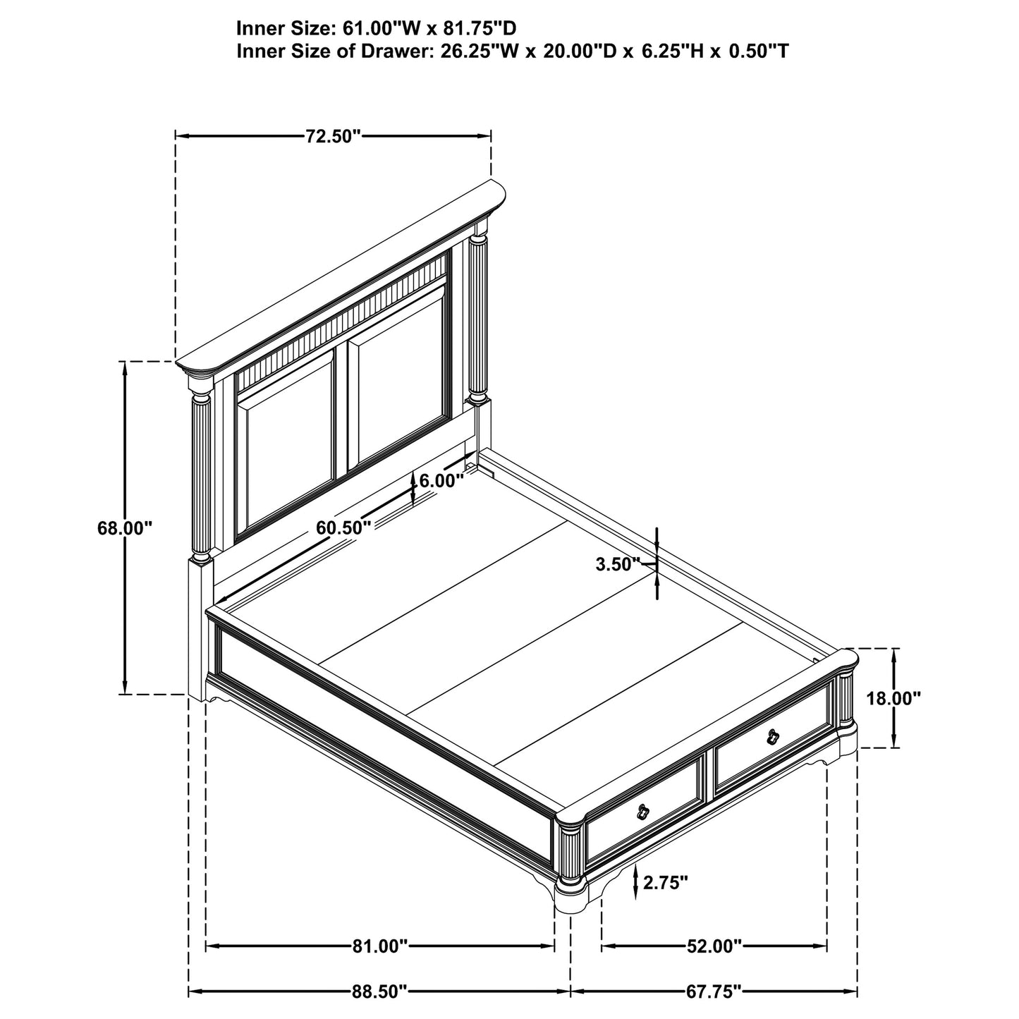 Cresswell Queen Upholstered Storage Platform Bed Weathered Taupe