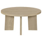 Strouse 3-Piece Round Coffee and End Table Set in Natural Oak