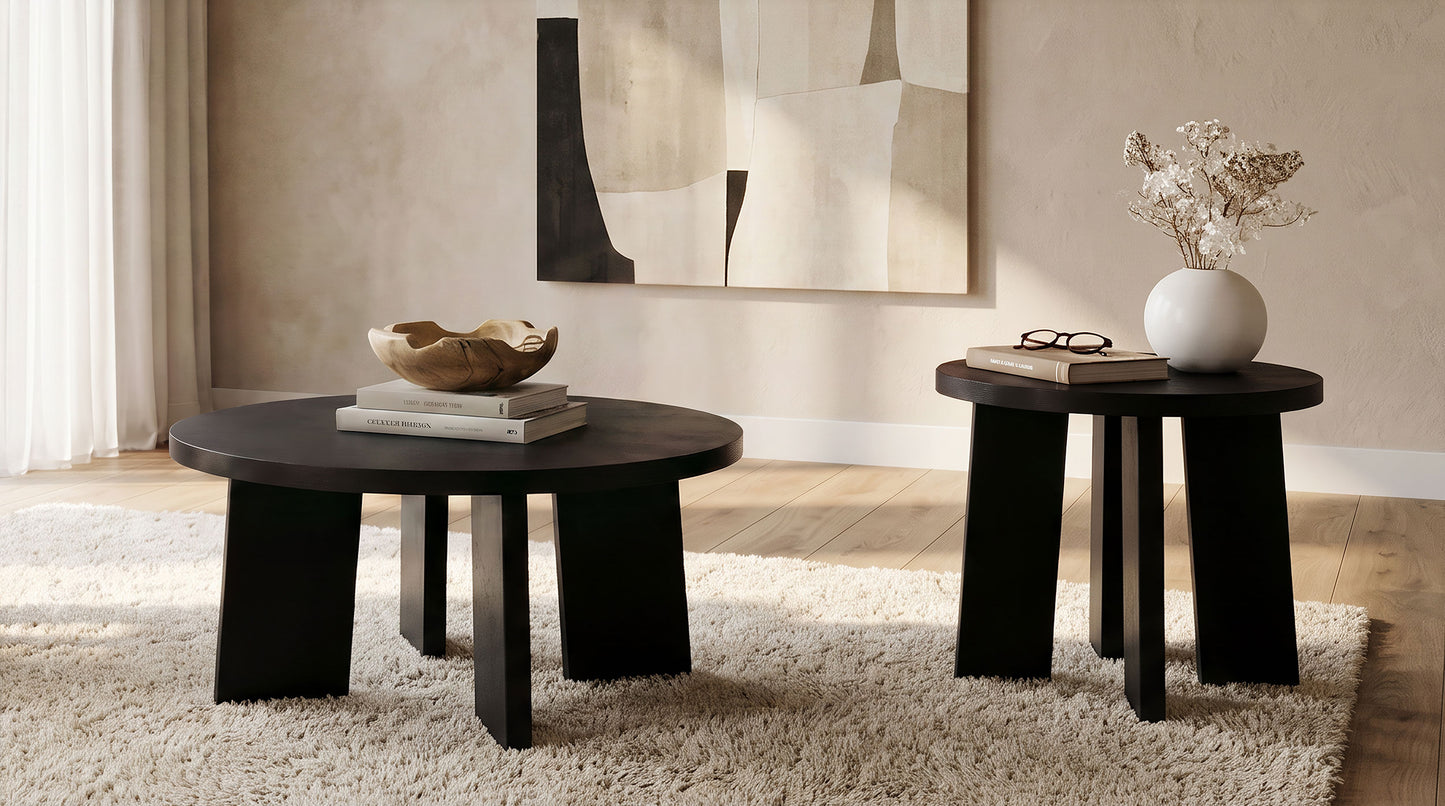 Strouse Contemporary Round End Table in Black
