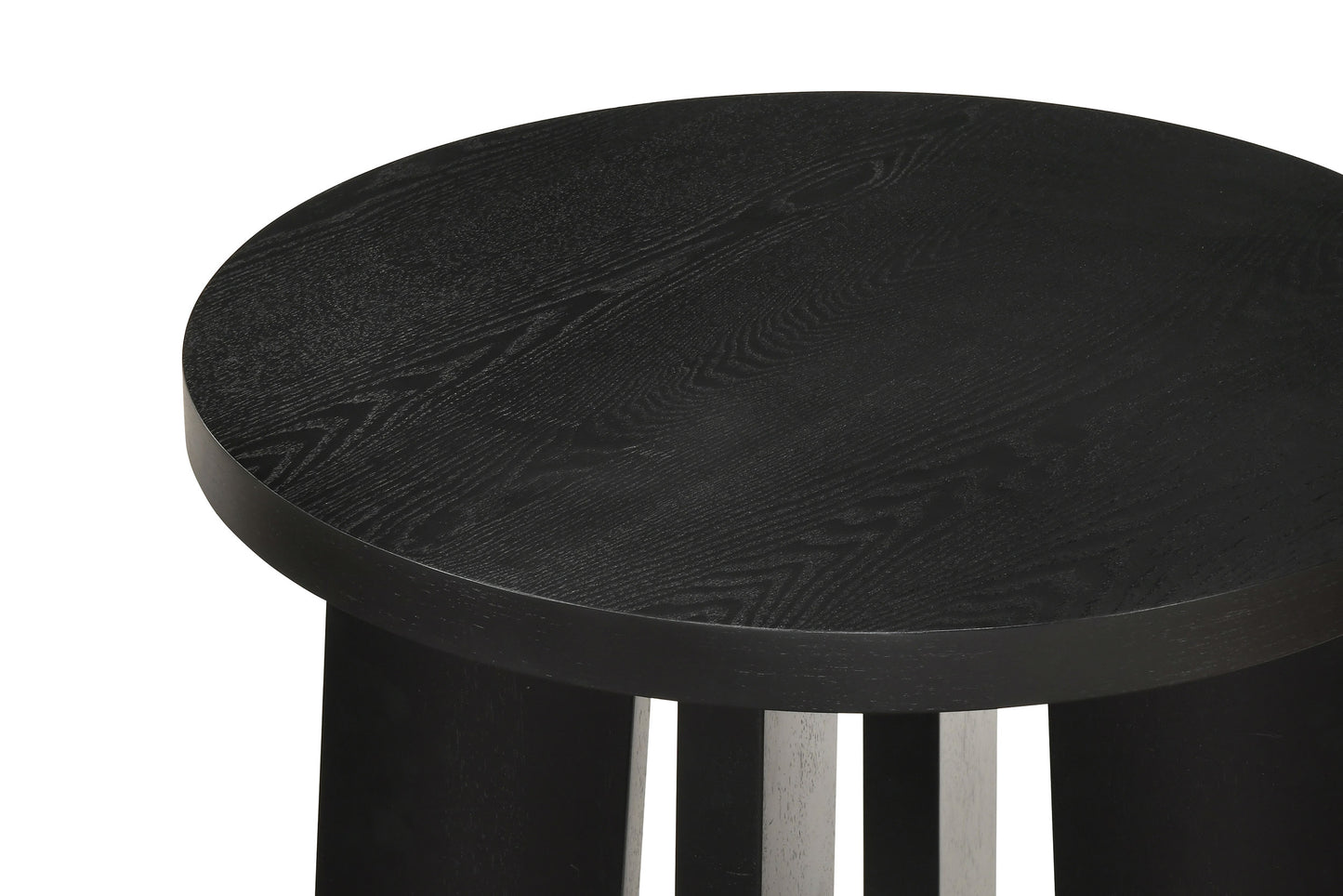 Strouse 3-Piece Round Coffee and End Table Set in Black