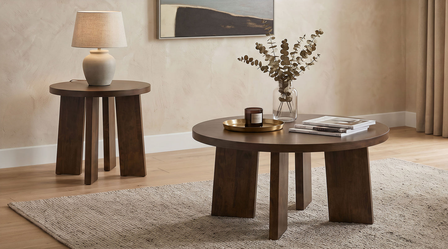 Strouse Contemporary Round Coffee Table in Walnut