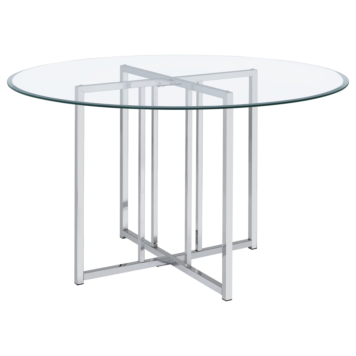 Pace 48-inch Round Glass Top Dining Table Chrome