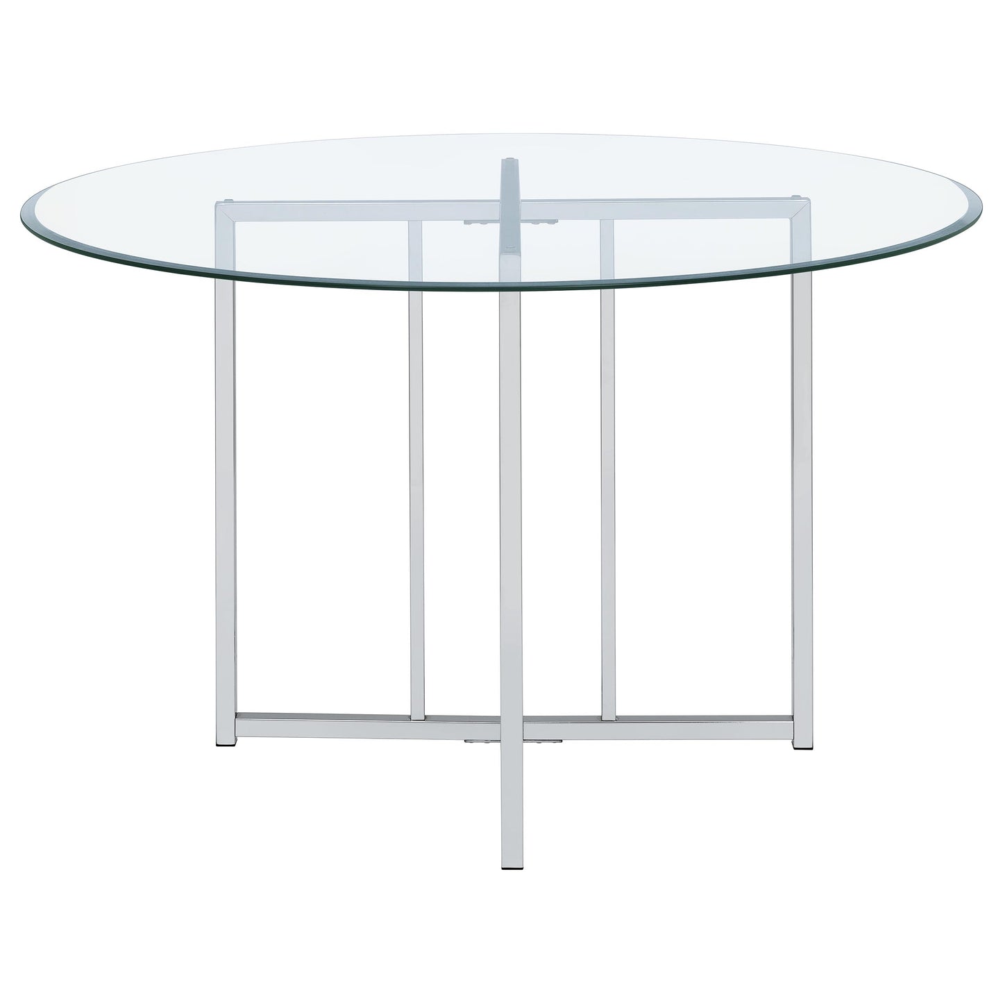 Pace 48-inch Round Glass Top Dining Table Chrome