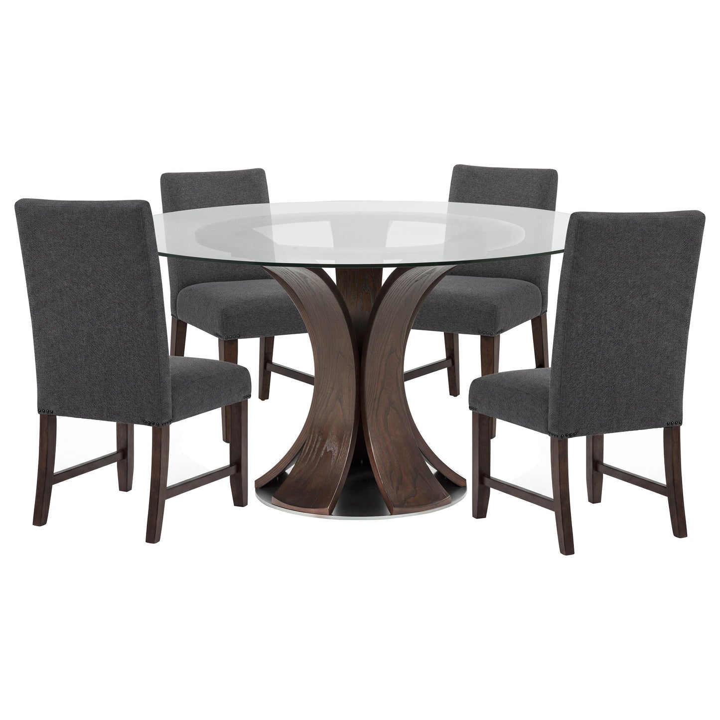 Naser 5-piece 48-inch Round Dining Table Set Grey and Dark Walnut