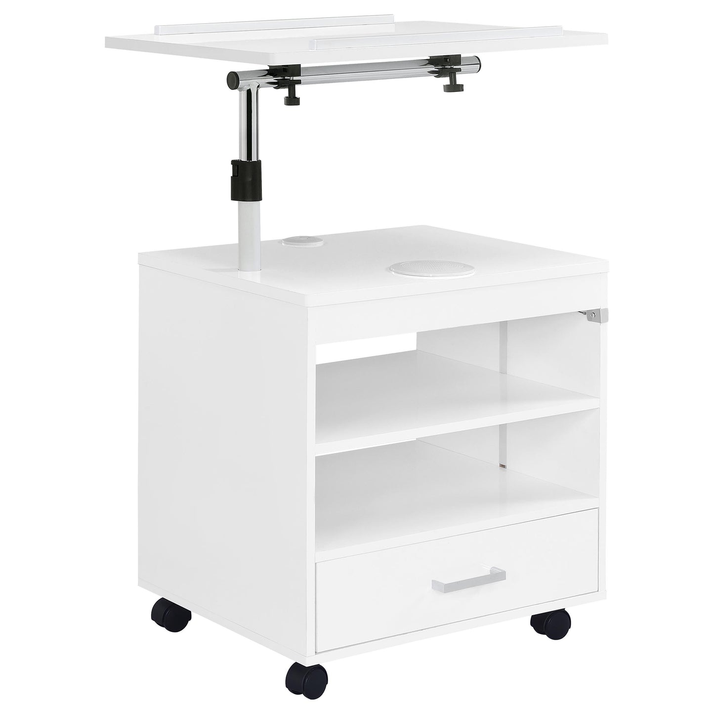 Lerma 1-drawer Adjustable Tray Top Nightstand with Speaker White High Gloss