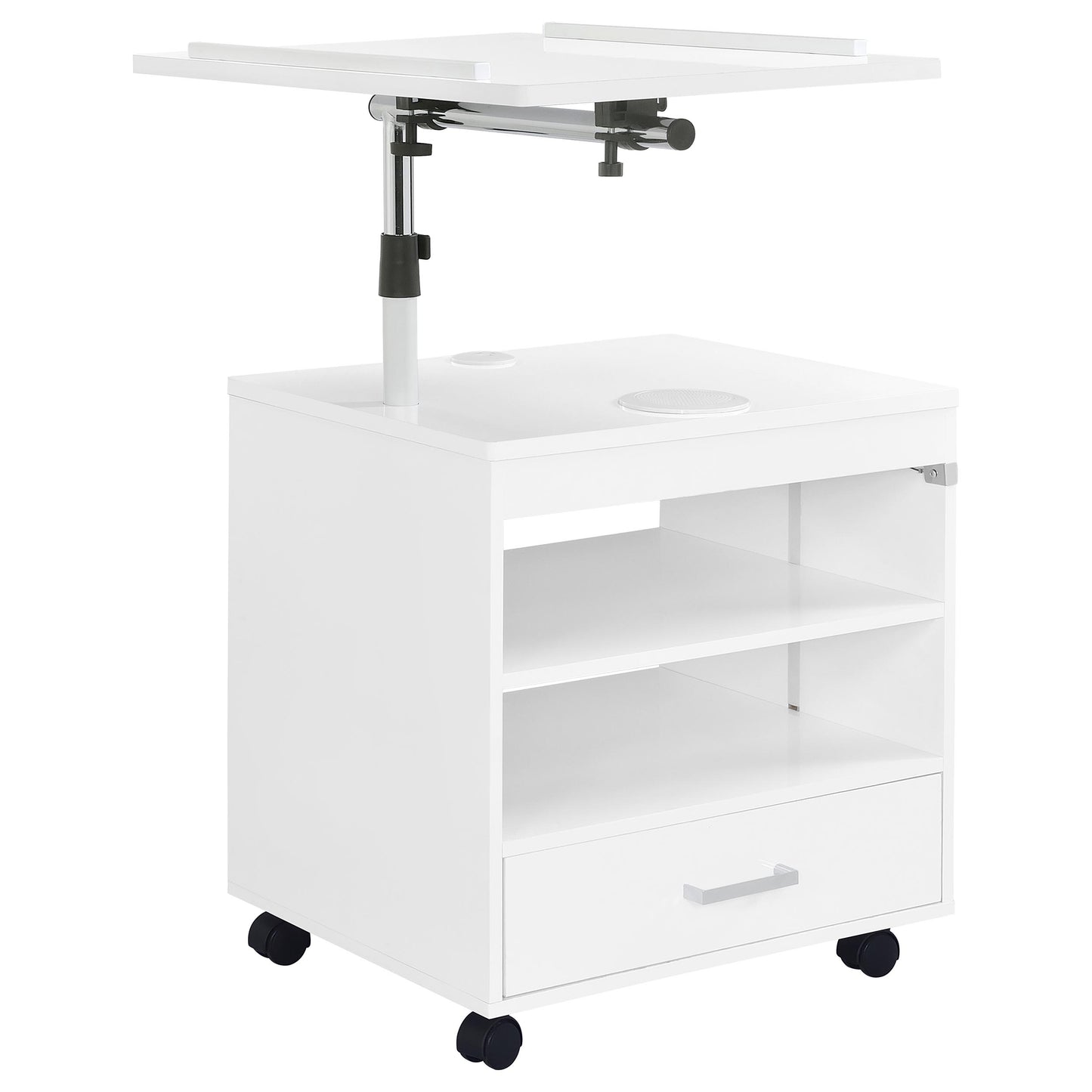Lerma 1-drawer Adjustable Tray Top Nightstand with Speaker White High Gloss