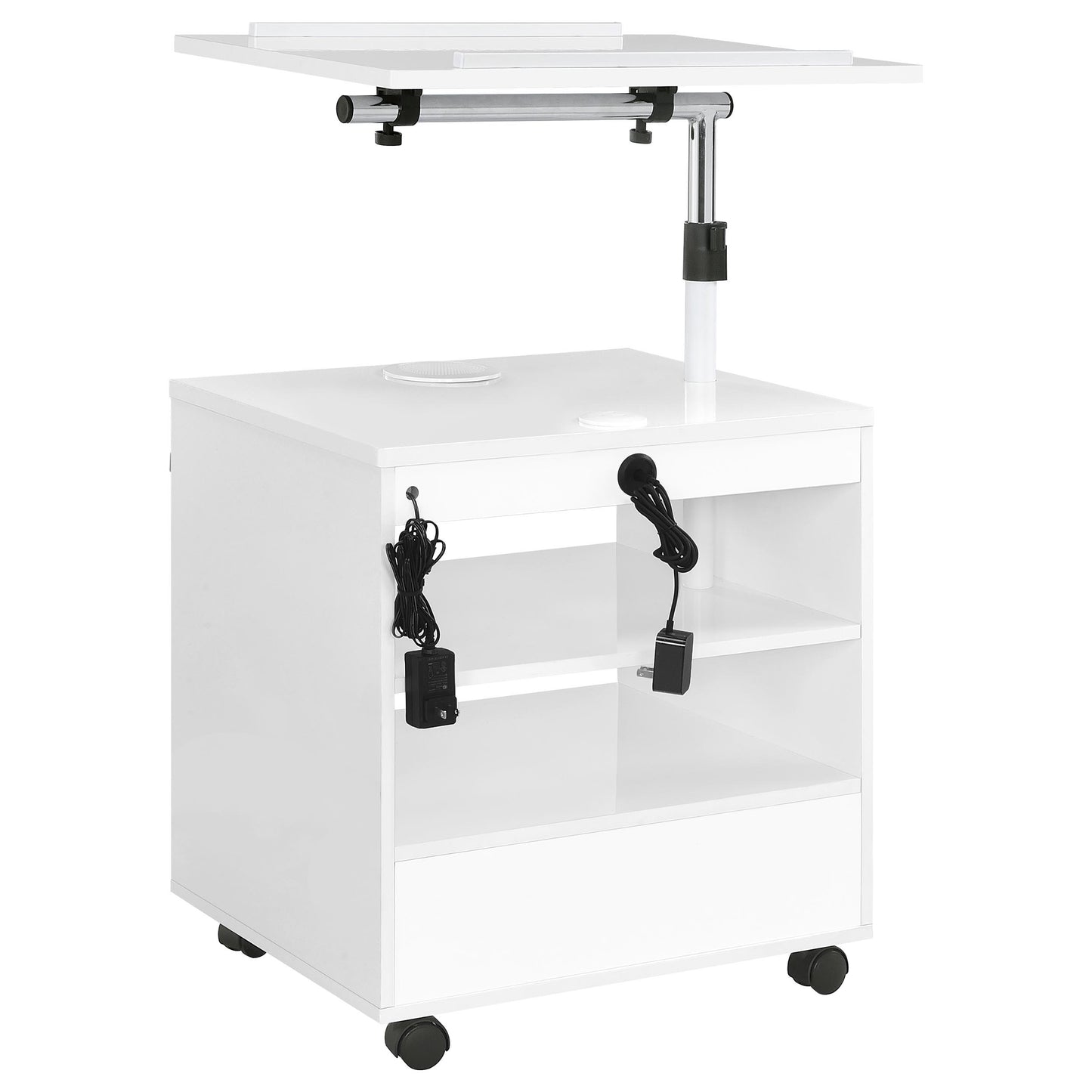 Lerma 1-drawer Adjustable Tray Top Nightstand with Speaker White High Gloss