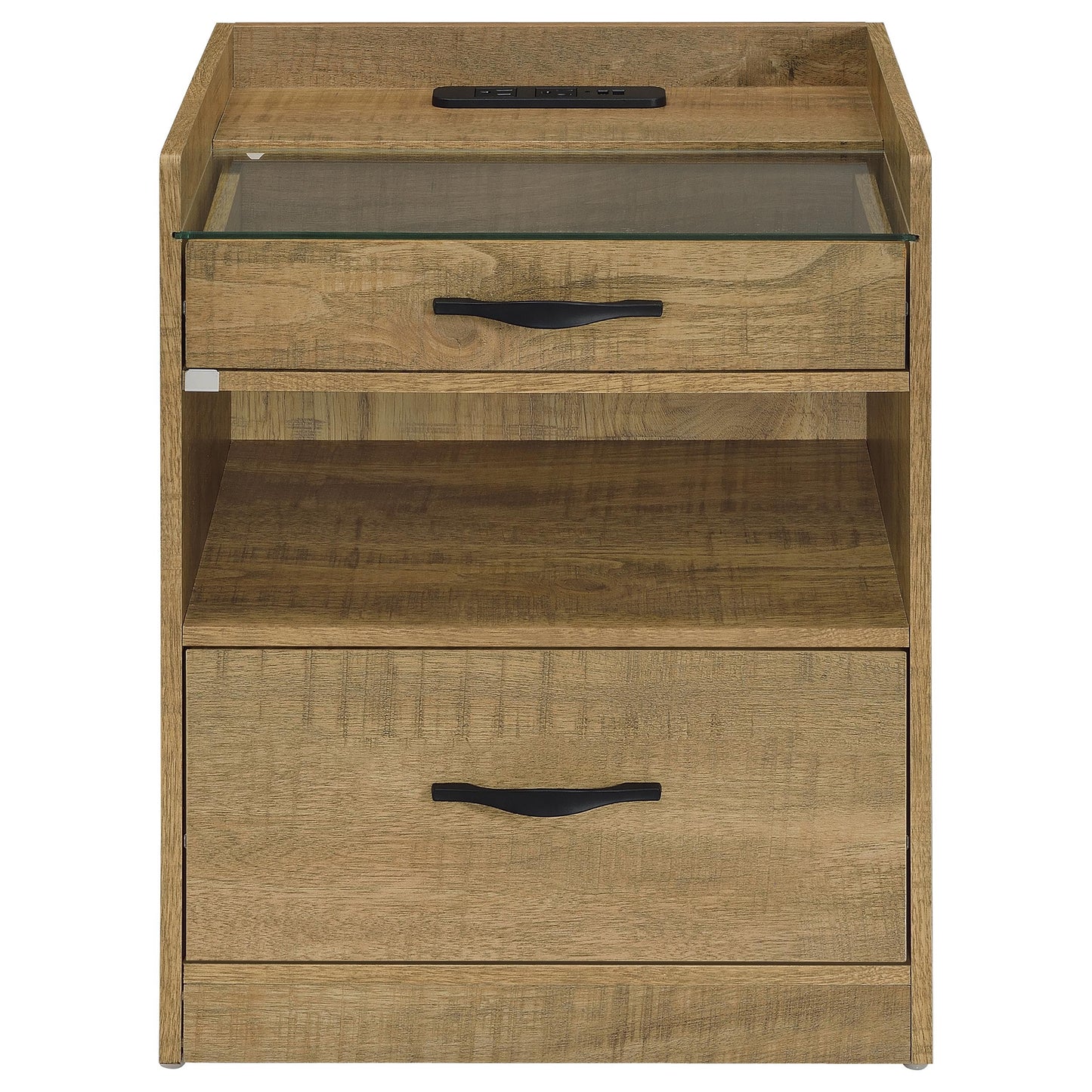 Furda 2-drawer LED Nightstand Bedside Table with Speaker Mango