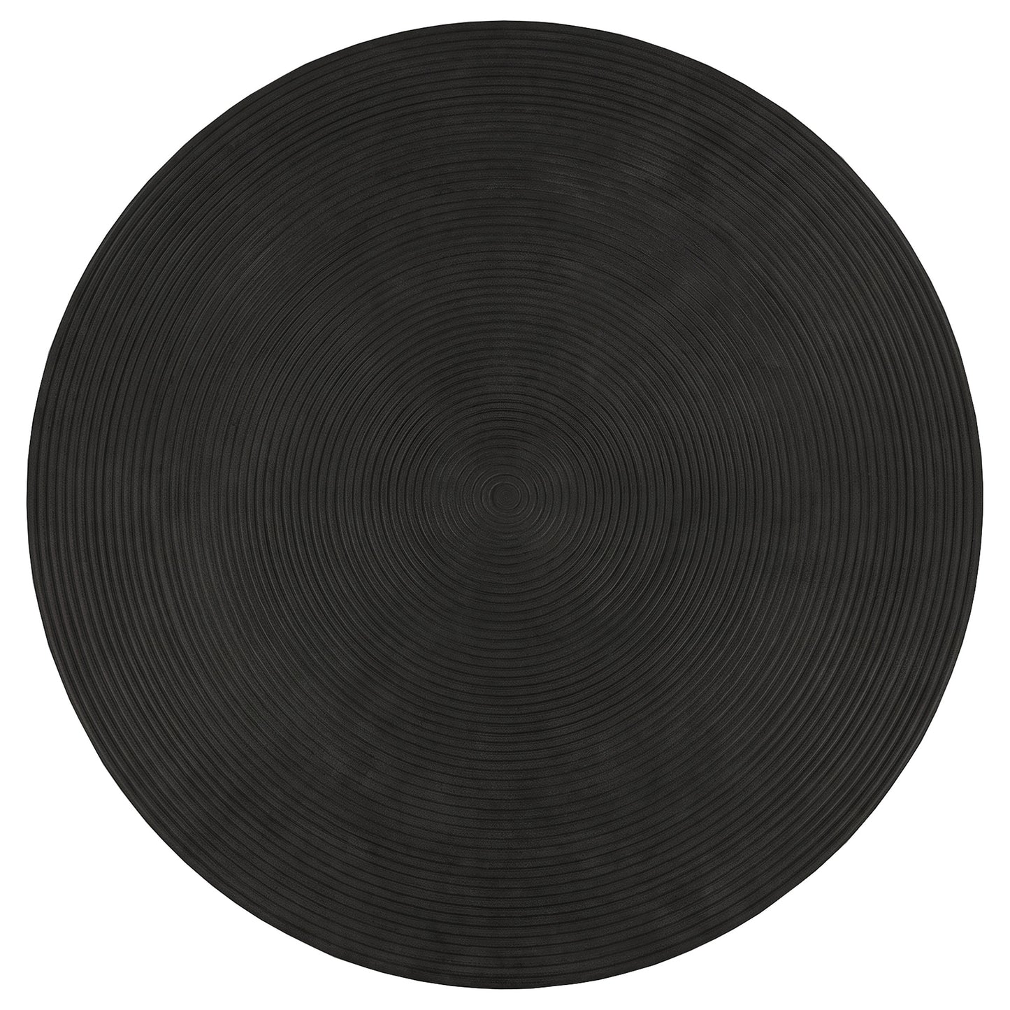 Macedo Round Ribbed Rattan Drum Coffee Table Black