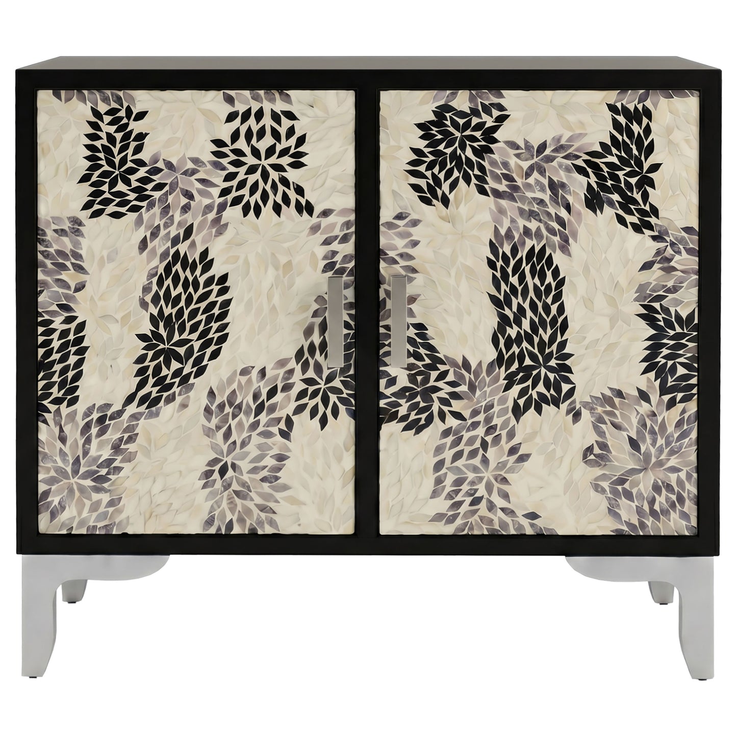 Forbes 2-door Bone Inlay Mosaic Accent Storage Cabinet Black