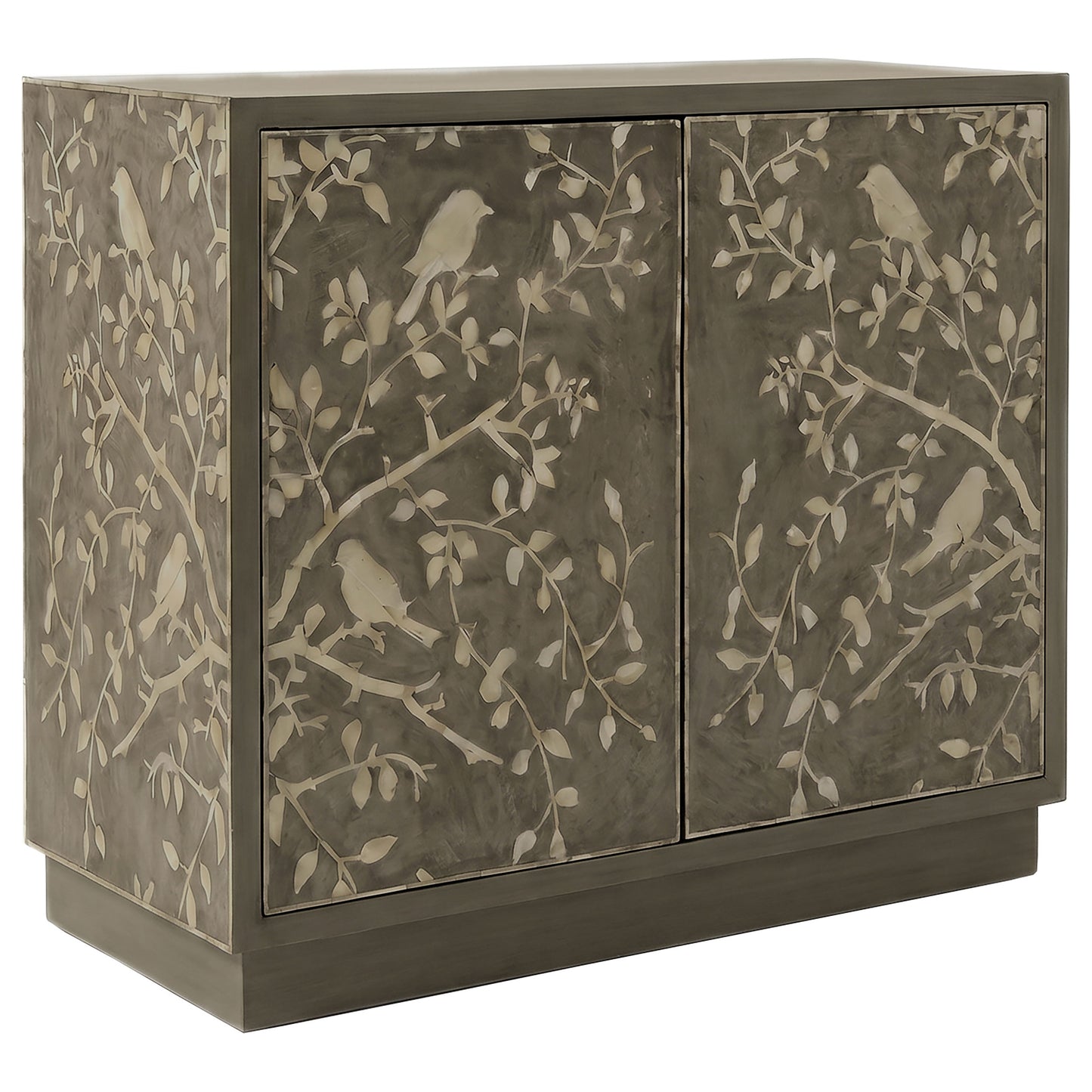 Parkes 2-door Bone Inlay Accent Cabinet Distressed Grey