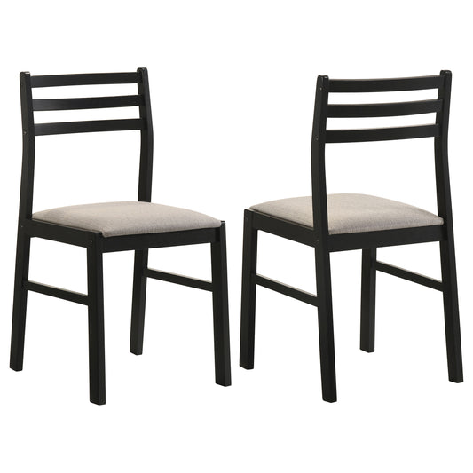 Sykes Fabric Upholstered Ladder Back Side Chair Black and Beige (Set of 2)