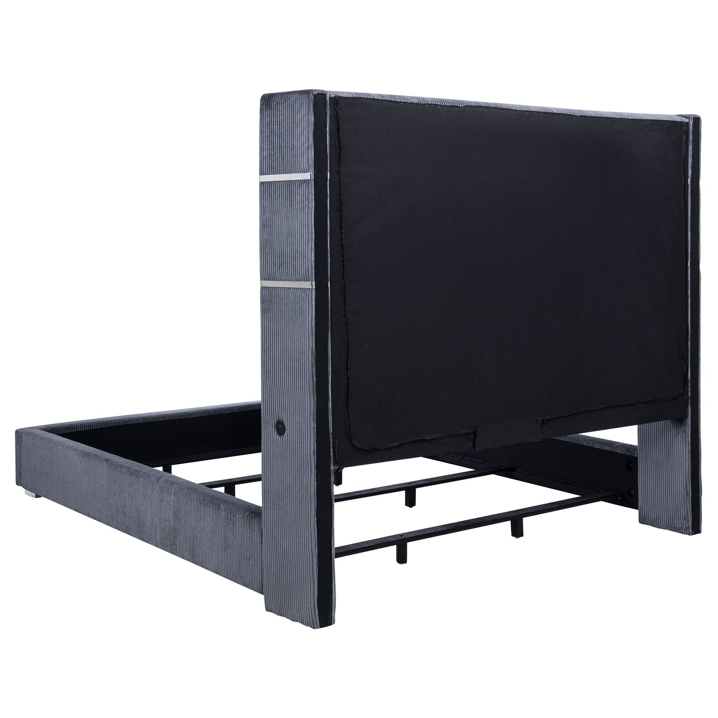 Cama Tisdall tapizada Eastern King Flame Visualizer, color gris