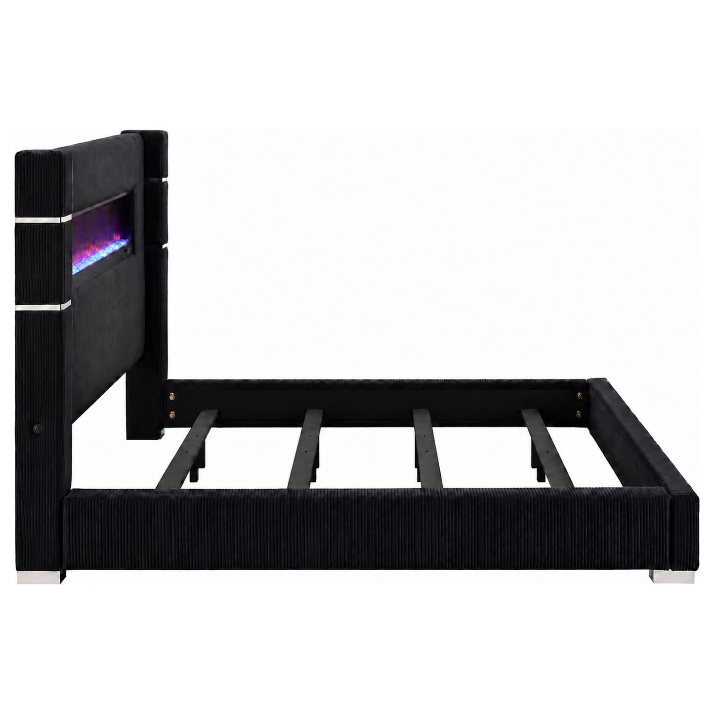 Cama Tisdall tapizada Eastern King Flame Visualizer negra