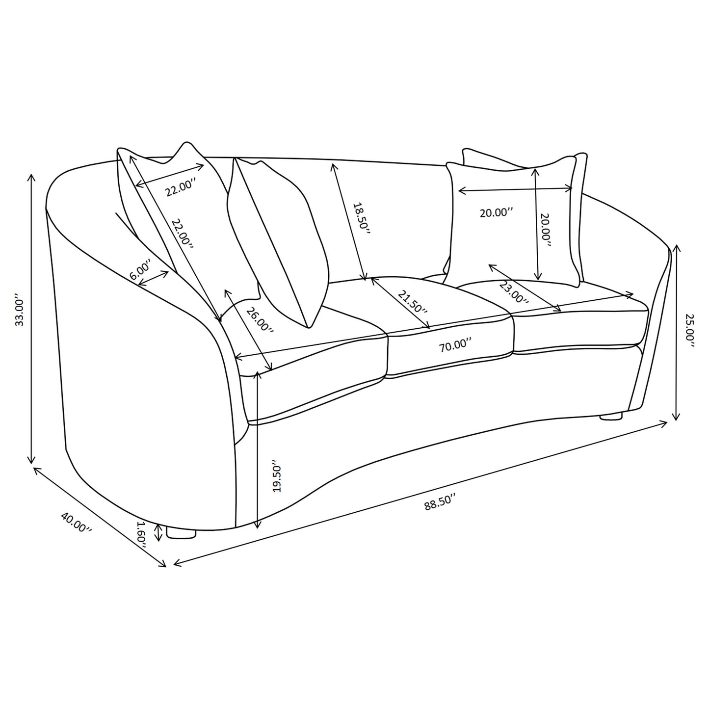 Rainn Boucle Upholstered Sloped Arm Sofa Latte
