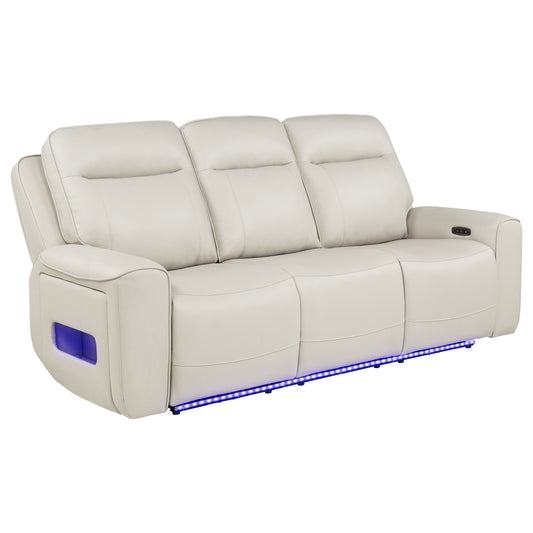 Rojas Dual Power Reclining Sofa with Drop-Down Console Greige