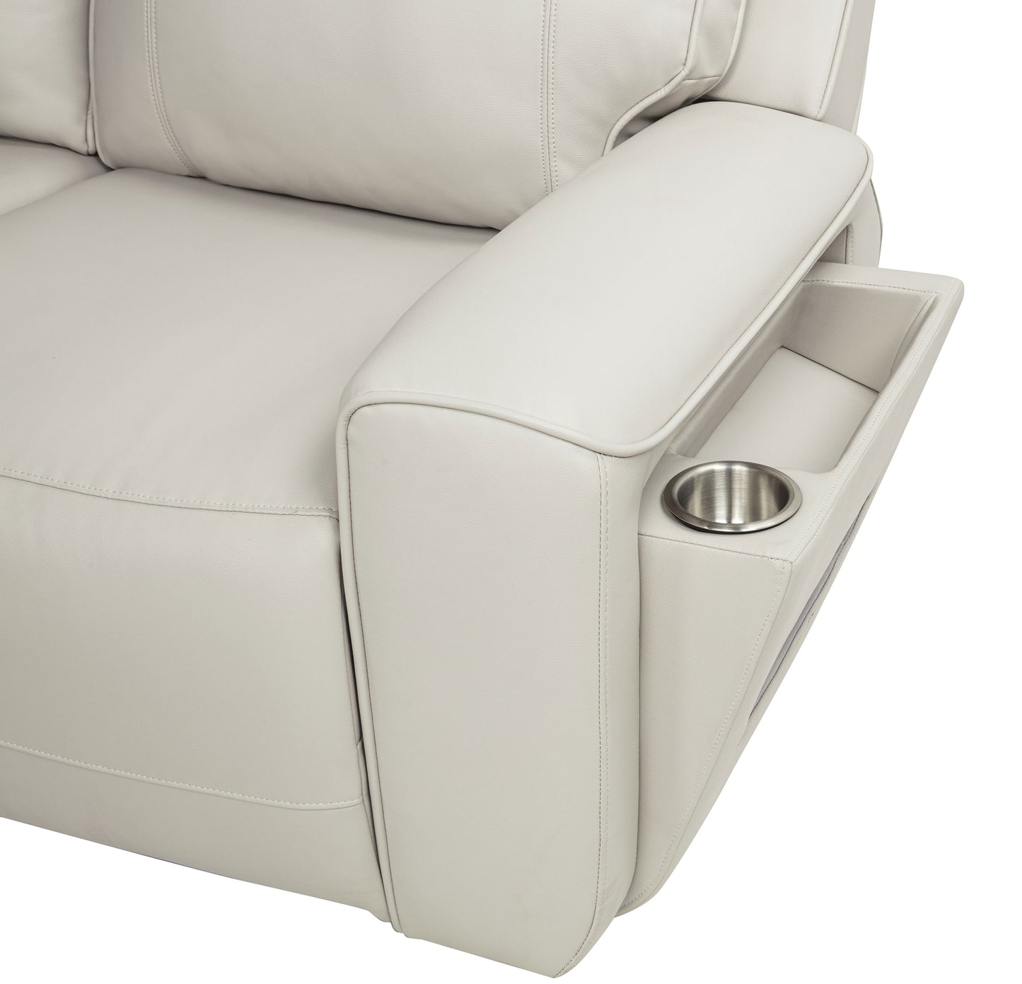 Rojas Dual Power Reclining Loveseat with Bluetooth Speakers Greige