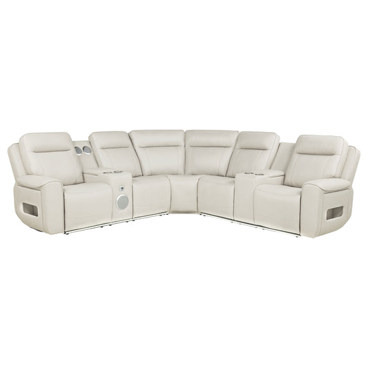 Rojas 3-Piece Dual Power L-Shaped Sectional Sofa with Bluetooth Greige