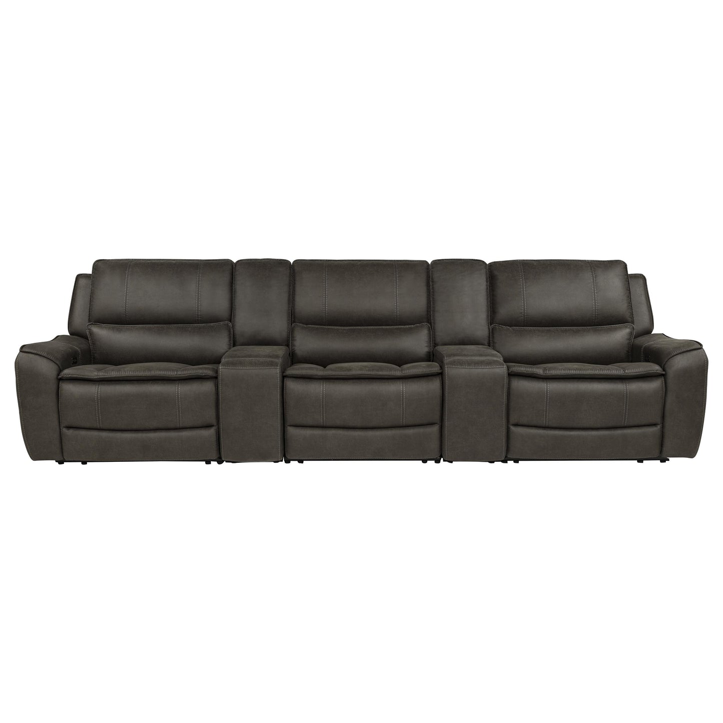 Marcell 5-Piece 3-Seat Power Home Theater Seating with Dual Consoles Grey