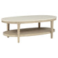 Lucaire Oval Cultured Marble Top Coffee Table Honed Cream and Sandstone