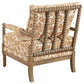 Blanchett Upholstered Bobbin Accent Chair Apricot and Distressed Brown