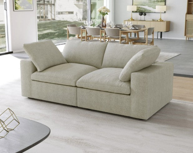 Sky Air Tan Soft Linen 82" Feather Cloud 2 PC Sofa