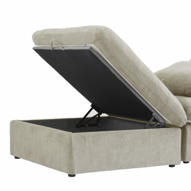 Sky Air Tan Linen Feather Cloud Sectional Sofa Couch