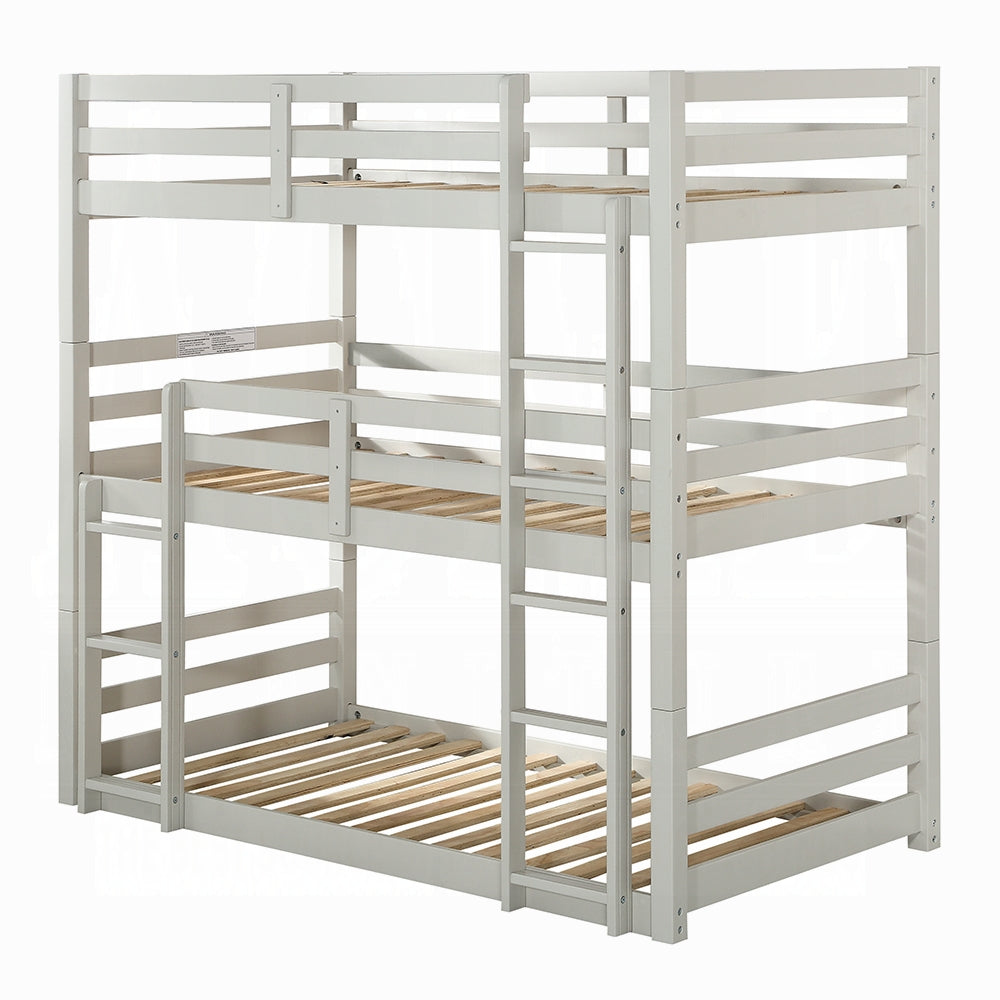 Manda Twin Triple Bunk Bed in Light Wood Finish